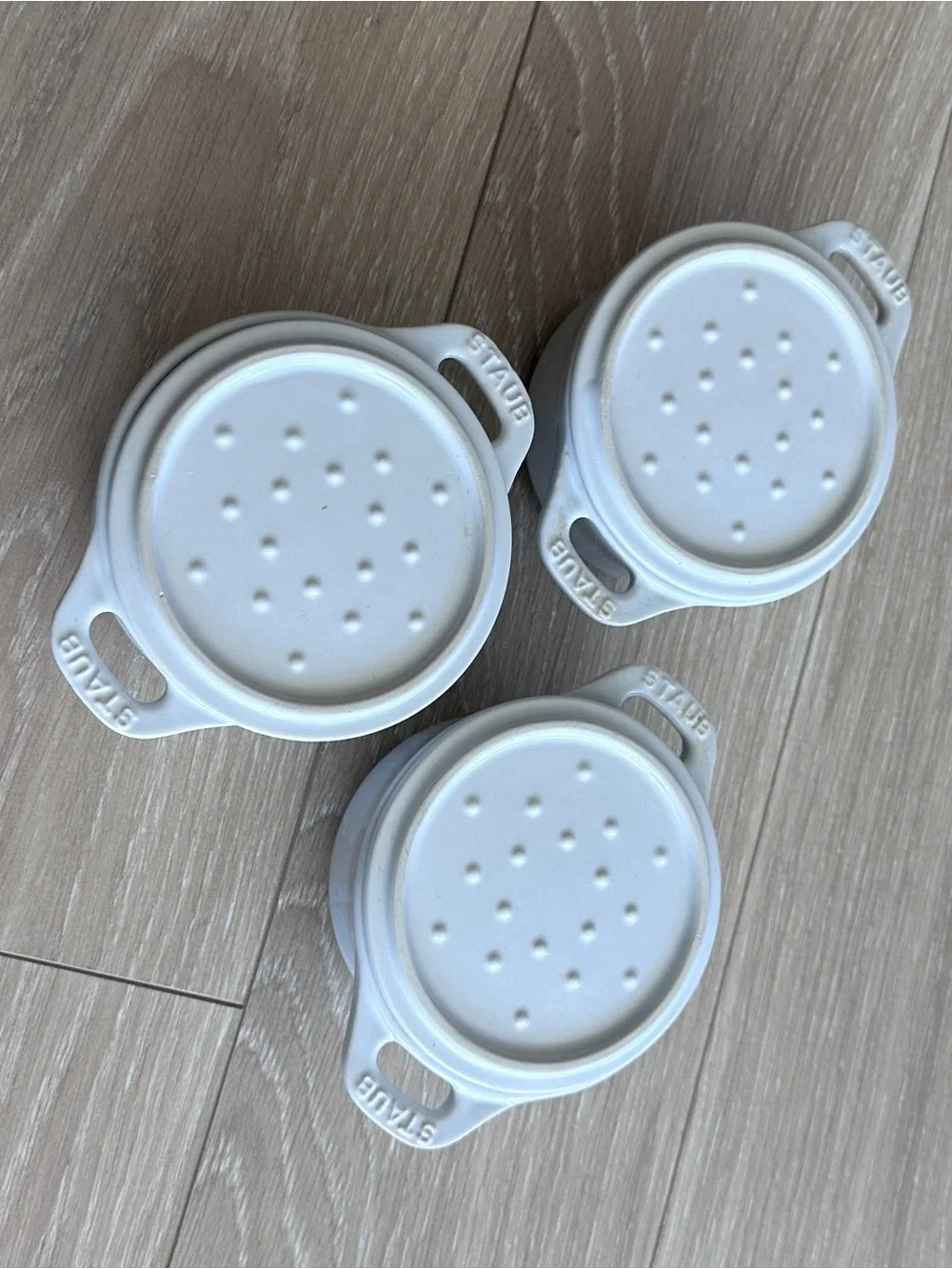 Staub White Round Mini Cocottes, Set of 3